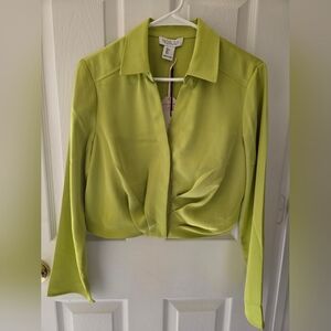 Rachel Zoe Chartreuse Button-Up Blouse
